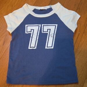 Pink Rose Blue and Cream Raglan Tee